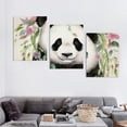 thumbnail image 4 of Shadudu Panda Bear Flowers Canvas Wall Art Triptych Set Modern Prints 3 Pieces 12x16 Inches Unframed 12"x16"x3pcs, 4 of 6