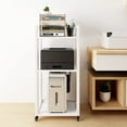 thumbnail image 4 of Natwind 3-Tier Movable Printer Stand with Rolling Floor-Standing Adjustable Storage Shelf Rack, White, 4 of 10