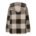 thumbnail image 3 of HWRETIE Women's Checkered Velvet Hoodie Jacket Double Sided Zipper Long Sleeve Plaid Outerwear Casual Warm Autumn Winter Coat Coffee, 3 of 4