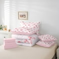 thumbnail image 6 of Manfei Bow Knot Ribbon 7 Pieces Bedding Comforter Set,Cartoon Cherry Full Bedding Set,Pink Red Fitted Sheet Flat Sheet For Girls Teens,Super Cozy Room Decor Reversible, 6 of 8
