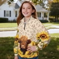 thumbnail image 3 of Uorisanigo Girls Oversized Sweatshirts Long Sleeve Pullover Top Fashion Quarter Zipper Pullover Jackets for Teen Girl Lightweight School Highland Cow Leopard Print Athletic Tops Fall Clothes, 3 of 7