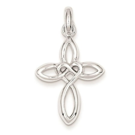 925 Sterling Silver Rhodium Plated Cross Cut-out Charm Pendant