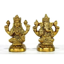 eSplanade 2.25 (Small Size) - Ganesh Laxmi Idol - Beautiful Ganesh Ganpati Ganesha Laxmi Lakshmi Brass Sculpture for Deepawali Diwali Puja