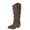 Brown Boots, variant on Juebong Women's Fold Over Boots Slouchy Wide Calf Round Toe Boots Chunky Stacked Riding Biker Boots Retro Mid Calf Boots Brown,36
