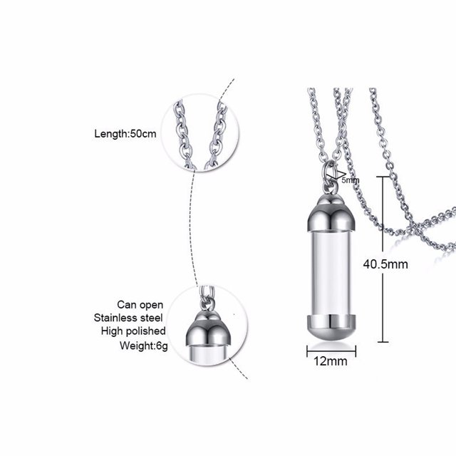 Colliers Tube Creux Pendentifs Commémoratifs en Acier Inoxydable Bijoux Unisexes