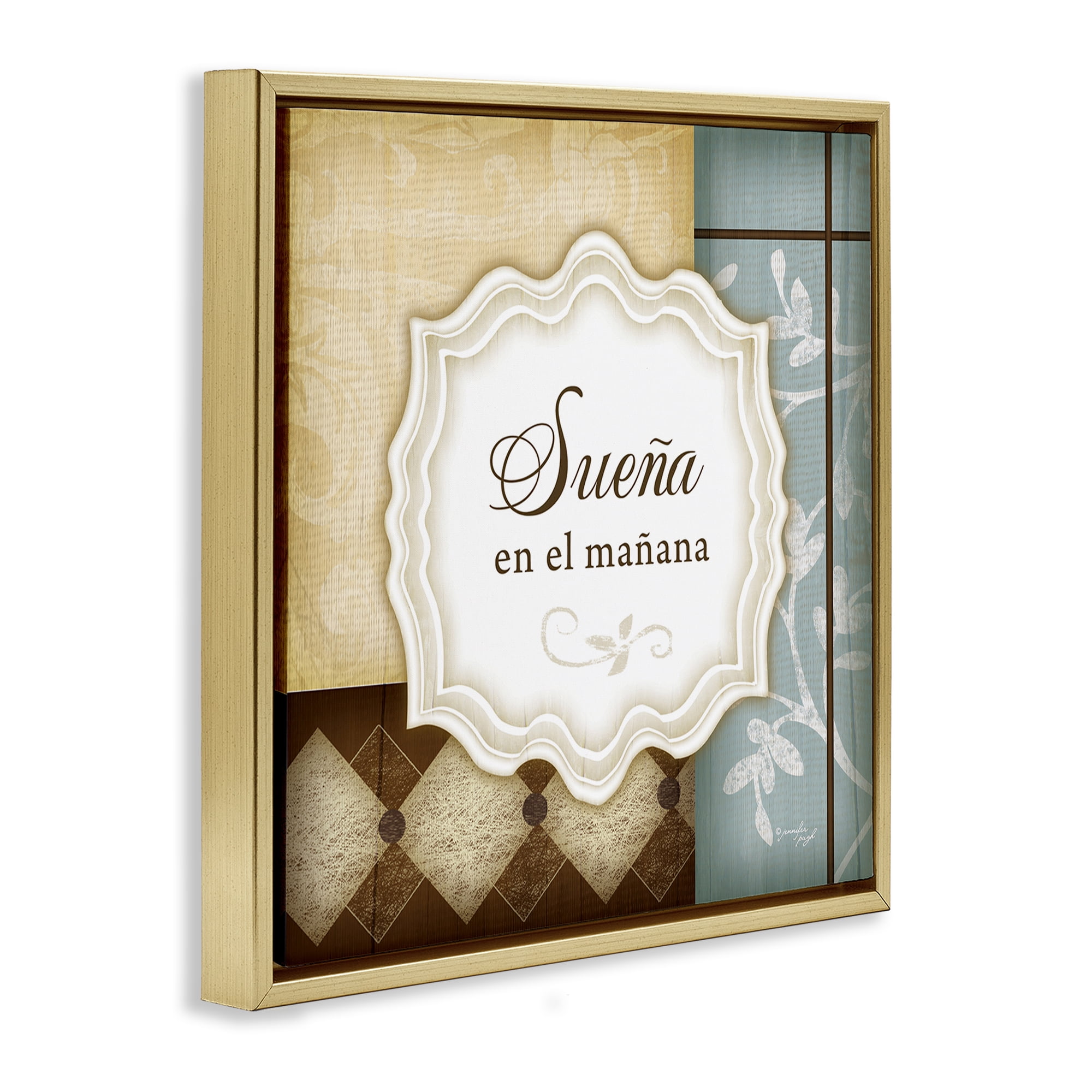 Stupell Industries Sueña en el Mañana Inspirational Quotes & Sayings Painting Gold Floater Framed Art Print Wall Art, 25 x 25