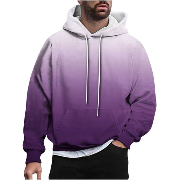 GigrtiJin Pullover Hooded Sweatshirt for Men Gradient Color Drawstring Pocket Hoodies Trendy Casual Activewear Blouse