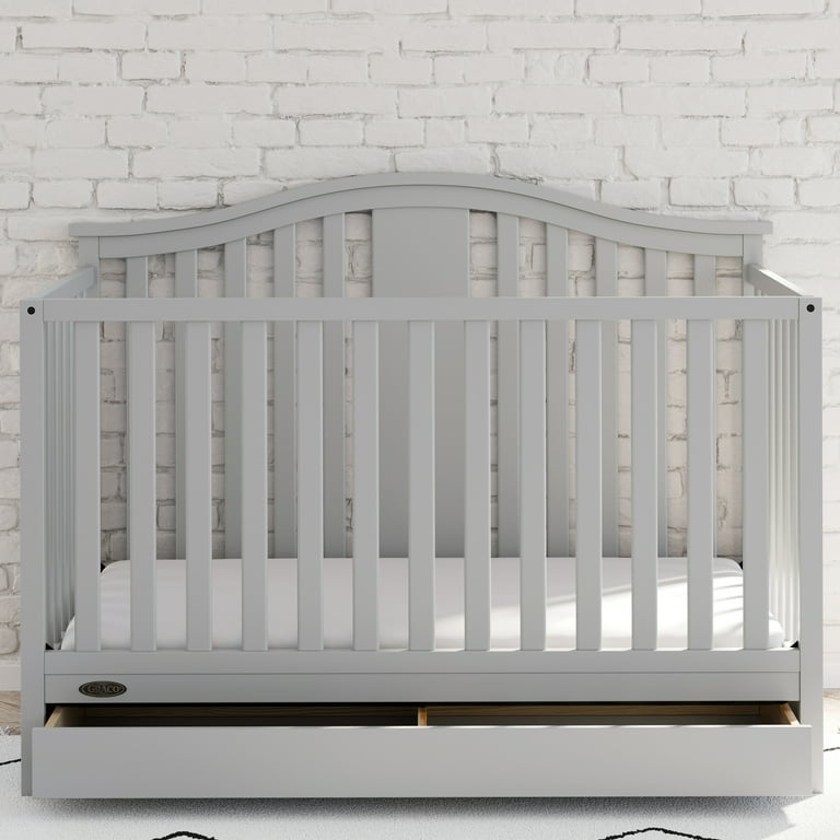 Graco Solano 5 in 1 Convertible Crib with Drawer in Pebble Gray Premium Foam Crib Mattress