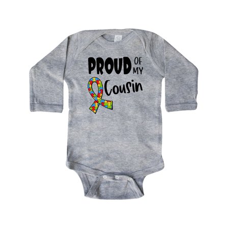 

Inktastic Proud of my Cousin Autism Awareness Puzzle Piece Ribbon Gift Baby Boy or Baby Girl Long Sleeve Bodysuit