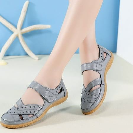 

Wavsuf Sandals for Women Breathable Hollow Out Casual Summer Gray Sandals Shoes Size 7