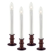 612 Vermont Ultra-Bright LED Christmas Window Candles with Auto Timer, Battery Operated, Metal Base, Pack of 4 (Antique Bronze)