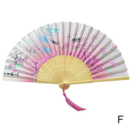 

Handmade Vintage Style Bamboo Folding Fan Chinese Japanese Hand Gift Dance Ornaments Pattern Fan W4K9 Art Home Decoration Craft E7A5
