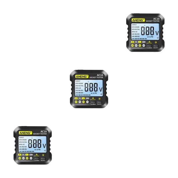 Probador de toma de corriente Digital Riwesomey ANENG 50-60Hz ABS plástico tierra cero línea polaridad comprobar Detector medición de Type1 NO1