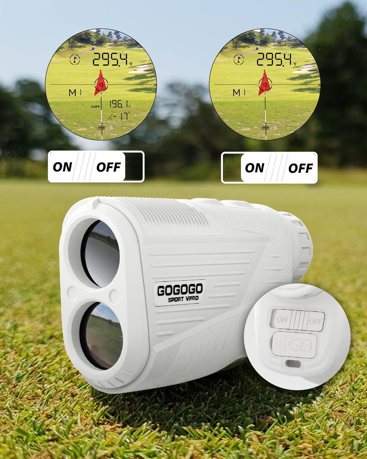 GOGOGO SPORT VPRO Magnetic Golf Rangefinder with Slope ON/OFF Switch, 1400 Yards Range Finder with Feet