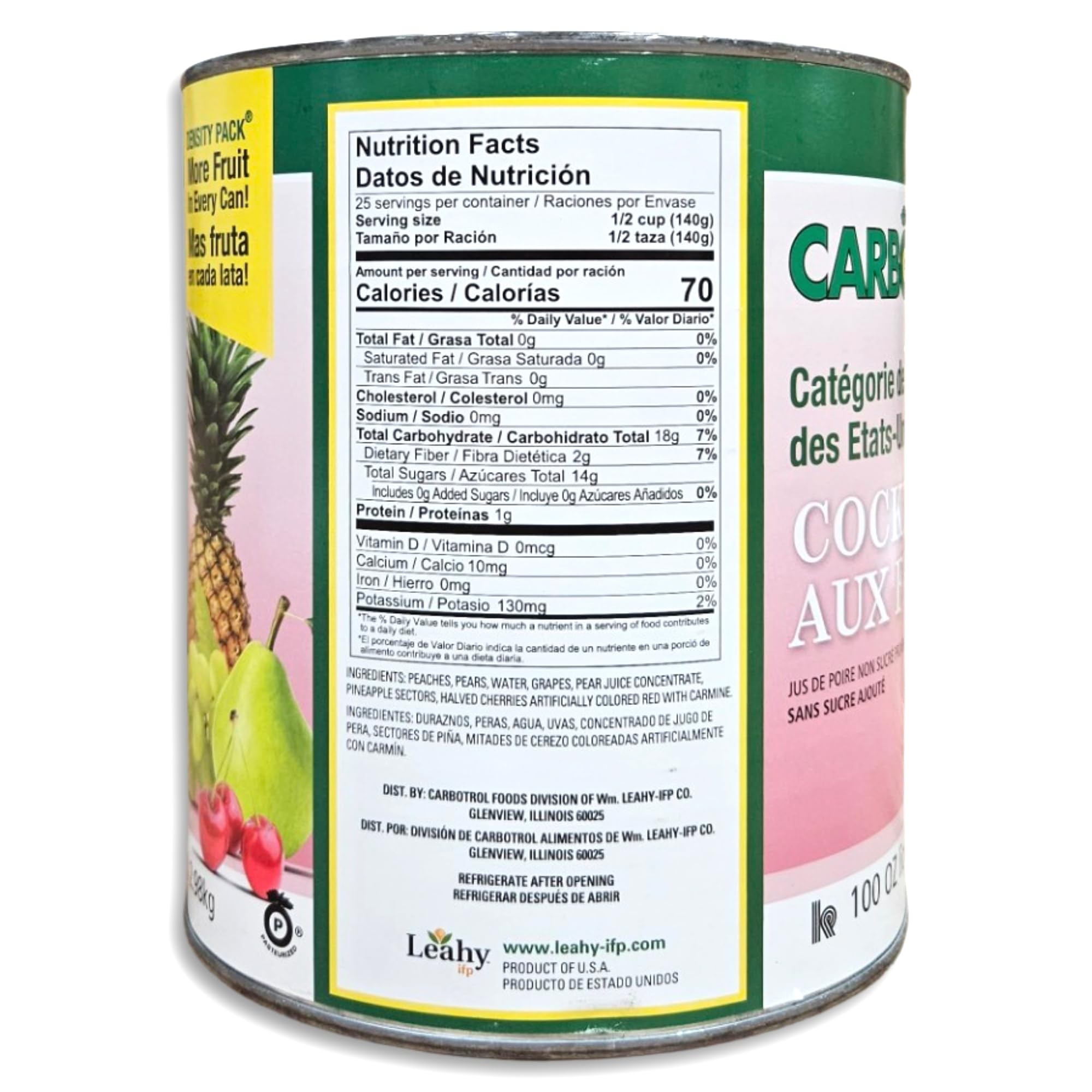Carbotrol | U.S. Grade Choice Fruit Cocktail in Pear Juice Value Pack | 105 Ounce Density Pack Can | Case of 6