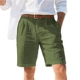 thumbnail image 2 of Nestiefly Mens Linen Cargo Shorts Summer Casual Loose Elastic Waist Drawstring Lightweight Beach Vacation Shorts with Pockets Army Green S, 2 of 3