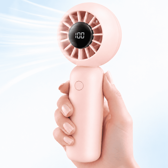 Small Portable Fan, Rechargeable 4000mAh Mini Personal Fan with 5 Speeds, Air Turbo Handheld Fan for Outdoor Indoor, Travel, Makeup, Eyelash, Kids & Women, Pink