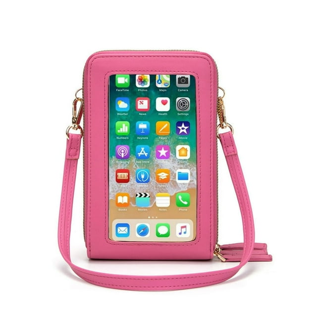 Shelf Touches Screen Rfid Blocking Cellphone Purse Mobile Phone Crossbody Shoulder Bag Pouch(Orange)