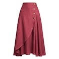 thumbnail image 4 of Skirts for Women Elegant High Waist Pleated Midi Skirt for Everyday Casual Work and Wear with Breathable and Handy Pockets Red L, 4 of 5
