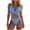 Blue, variant on Bikini Swimsuits for Women Tummy Control Solid 2 Piece Swimwear Wireless Padded Casual Bathing Suits Set