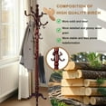 thumbnail image 6 of Freestanding Coat Rack, Heavy Duty Vintage Hall Tree with 14 Hooks, Sturdy Base, Adjustable Height, Natural Birch Wooden Entryway Organizer for Bedroom Hallway Office, 300lbs Load Capacity, 6 of 8