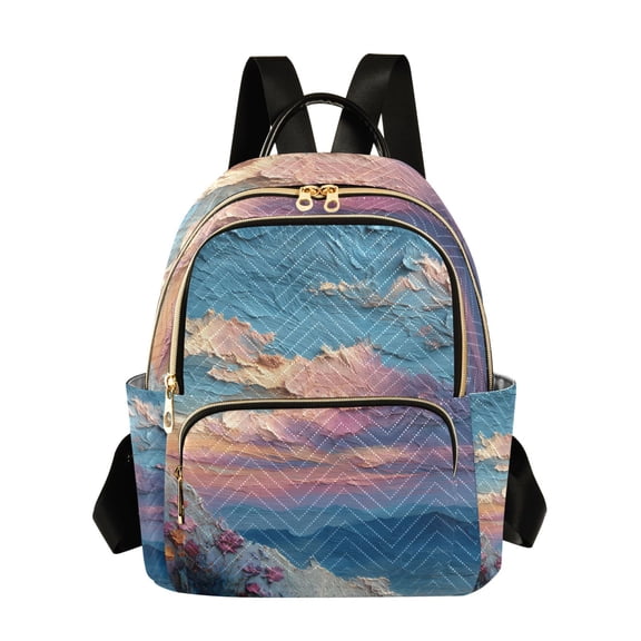 JIALIOU Mini Backpack Purse for Women Quilted Casual Daypack Small Travel Shoulder Bag, Evening Colorful Clouds