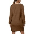 thumbnail image 3 of LUXUR Robe Chandail pour Femmes Chandail en Peluche Chandail à Manches Longues Mini Robes Ample en Molleton Brun 3TG, 3 of 4