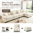 thumbnail image 3 of MF Studio Modular Cloud Couch Set, 5-Seater Loveseat and Sofa Set with Removable Armrests, Comfy Chenille Fabric, White, 3 of 10