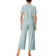 thumbnail image 3 of Conjuntos de pijama para mujeres INSPIRE CHIC, cuello redondo, manga corta, sólido, acanalado, ropa de dormir casual, pijamas para damas, XL, azul, 3 of 6