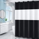 thumbnail image 1 of Cortina de ducha, forro de tela para cortina de ducha, cortina de ducha negra con 12 ganchos para el hogar, hotel, lavable a máquina, cortina de ducha impermeable para baño (72" ​​x 78"), 1 of 5