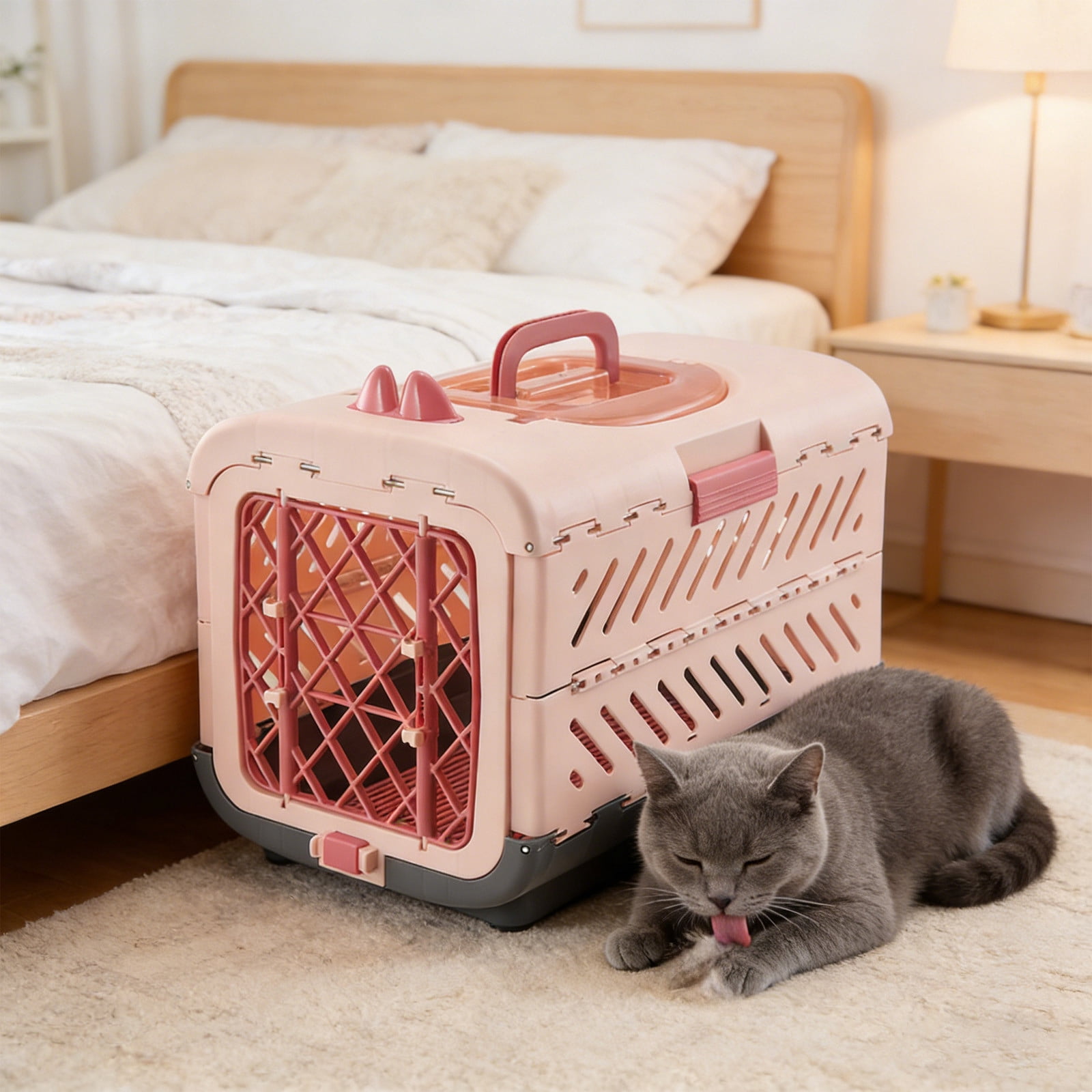 Nebwoak Foldable Large Pet Carrier, Airline Approved Collapsible Dog Crate with Top Opening, Portable Travel Crate for Cats and Small Dogs for Car & Handheld Use