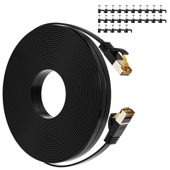 Cable Ethernet Mygatti Cat 7 de 15 m, 10 Gbps, 600 MHz, blindado, negro