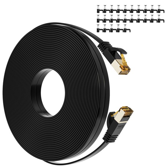 Cable Ethernet Mygatti Cat 7 de 15 m, 10 Gbps, 600 MHz, blindado, negro