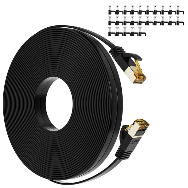 Cable Ethernet Mygatti Cat 7 de 15 m, 10 Gbps, 600 MHz, blindado, negro