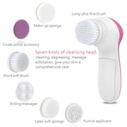 Facial Cleansing Brush Face Scrubber - Electric Exfoliating Spin Cleanser Device Waterproof Deep Cleaning Exfoliation Rotating Spa Machine,Electronic Acne Skin Washer Spinning System Set,5 Brush Heads