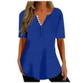 thumbnail image 1 of Timegard Hauts d'Été pour Femmes Col en V Boutonné Manches Courtes Blouse Confortable Tunique Décontractée Habillée, 1 of 6