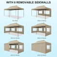 thumbnail image 5 of COBIZI 10x20 Pop Up Canopy Tent Heavy Duty with 6 Removable Sidewalls,Commercial Pop Up Tent for Parties All Weather Waterproof Wedding Tent with Roller Bag(Khaki), 5 of 11