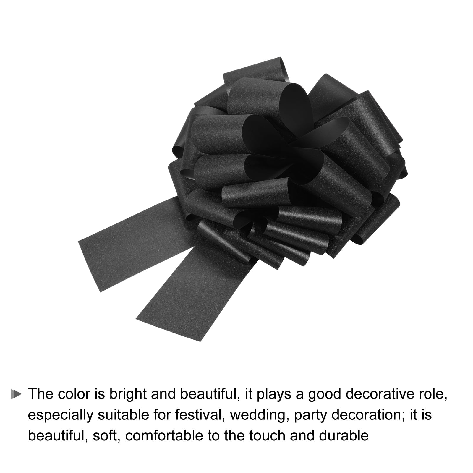 2pcs 16 Inch Large Pull Bow Glitter Gift Wrapping Big Pull Bows Ribbon Black for Wedding Baskets Presents Christmas Party