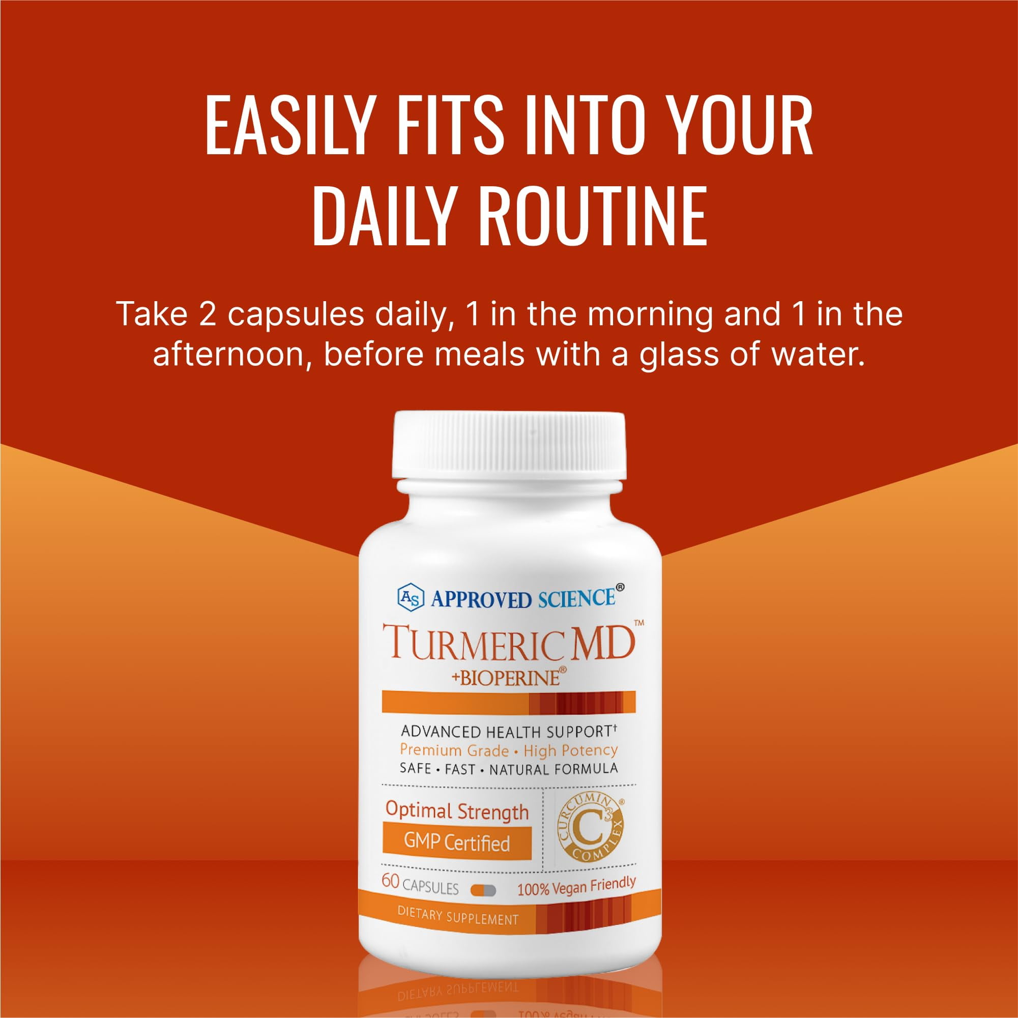 Approved Science Turmeric MD - with BioPerine & 95% Standardized Turmeric Curcuminoids - 60 Capsules (1 Month Supply)