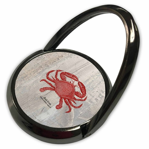 3dRose, Red Crab on Wood- Beach Themed Art- Fish, Phone Ring