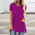 thumbnail image 2 of JUNWELL Tunique d'Été Grande Taille pour Femmes Col Rond Manches Courtes T-Shirts Longs Fluides Blouses en Solde Liquidation 2024, 2 of 5