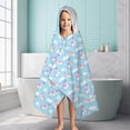 thumbnail image 6 of Light Blue Cartoon Unicorn Cloud Pattern Hooded Bath Towel，60"x35" for Ages 3 To 12 Kids, Quick Dry Lightweight Soft Microfiber Hood Beach Towel Cover Up for Kids, 6 of 7