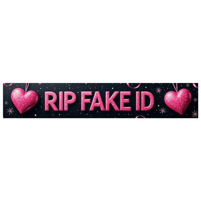 Glittery Pink RIP FAKE ID Banner Backdrop Decor for Party Celebrations Photo Props Event Decorations Backgrounds