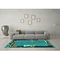 thumbnail image 3 of Ahgly Company Machine Washable Indoor Rectangle Abstract Turquoise Blue Modern Area Rugs, 2' x 3', 3 of 4