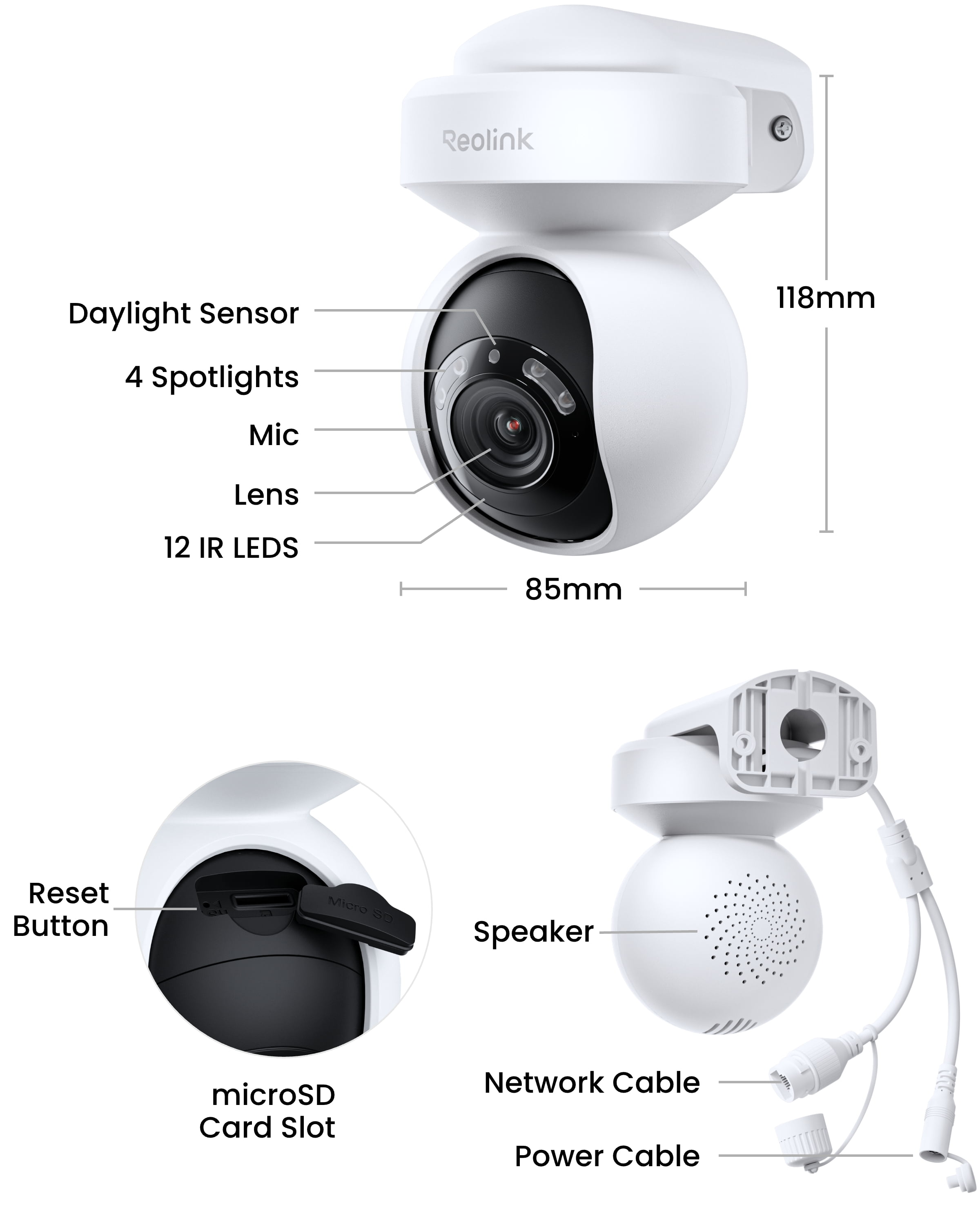 Reolink E1 Outdoor Pro 4K PTZ WiFi Camera, 3X Optical Zoom, Auto Tracking, AI Detection, Hardwired