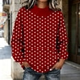 thumbnail image 5 of Kizanda Women Pullover Mock Neck Sweatshirt Dots Printed Loose Fit Long Sleeve Outerwear Sweatshirt with Kangaroo Pocket Baggy Workout Fall Winter Soft Stylish Top for Women S, 5 of 7