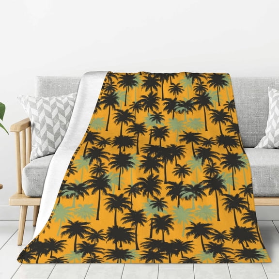 Fuzoiu Hawaii Palms Print Flannel Throw Blanket,Light Weight Warm Decorative,Throw Blanket Cover for Sofa, Couch, Bedroom,Travel-40"x30"