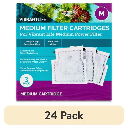 (24 pack) Vibrant Life Medium Filter Cartridge for Freshwater and Saltwater 5- to 10-Gallon Aquariums 3 Count