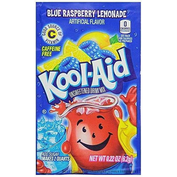 Unsweetened Blue Raspberry Lemonade Artificially Flavored Powdered Drink Mix, 0.2 Ounce (Pack Of 96)