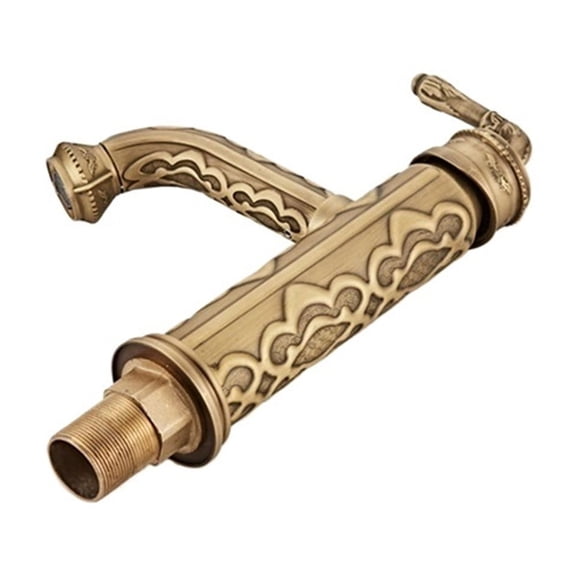 Basin Faucets Solid Brass Vinta Antique Bathroom Faucet, Single Handle 360 Degree Swivel Spout Hot Cold Water Basin Mixer Tap